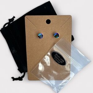 Rainbow Mystic Swarovski Crystal Dainty Stud Statement Earrings